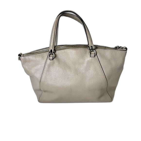 Coach Prairie Beige Taupe Pebble Leather Satchel Handbag #79997 - Picture 5 of 13